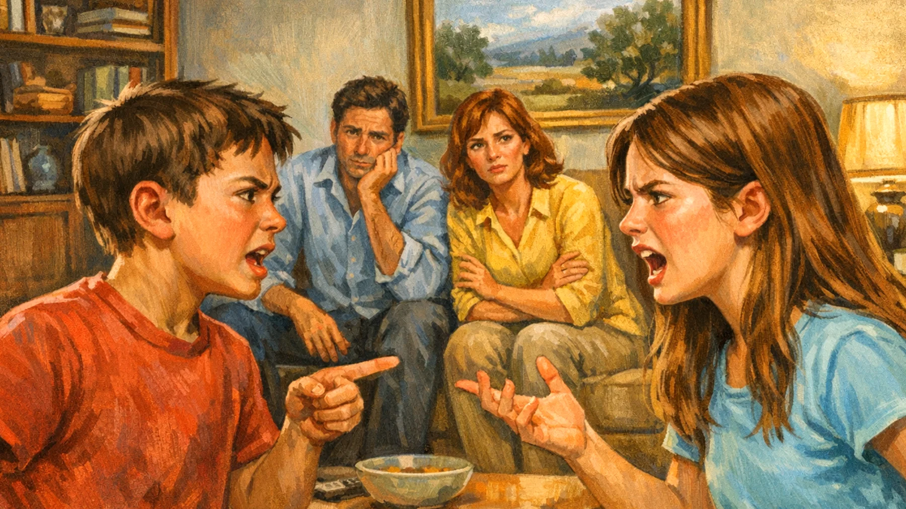 I genitori faticano a gestire la gelosia e la rivalità tra fratelli bambini, con litigi frequenti, richieste di attenzione costanti e sensazione di trattare i figli in modo ingiusto"