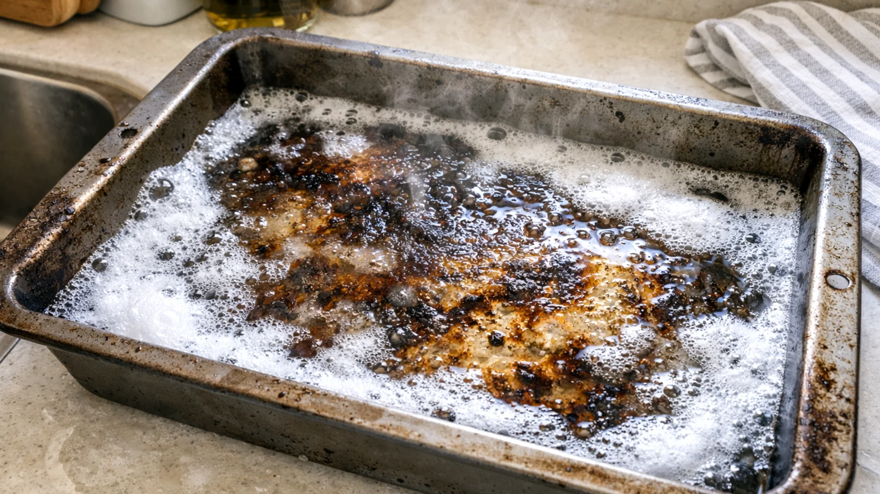Come pulire e rendere brillante una tortiera dopo l'uso, eliminando residui di cibo bruciato e incrostazioni senza rovinarla"